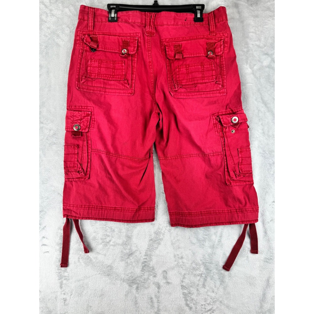 Pepe Jeans Mens Red Paratrooper Cargo Shorts Size 34 Utility Streetwear  y2k‎ - Picture 3 of 11